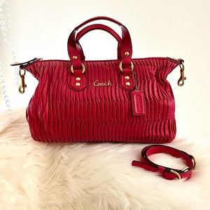 EUC Gathered Coach Leather Handbag